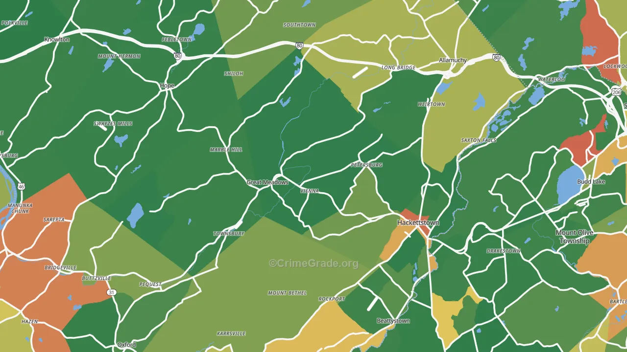 Hampton, NJ Map of Drug-Related Crime Rates
