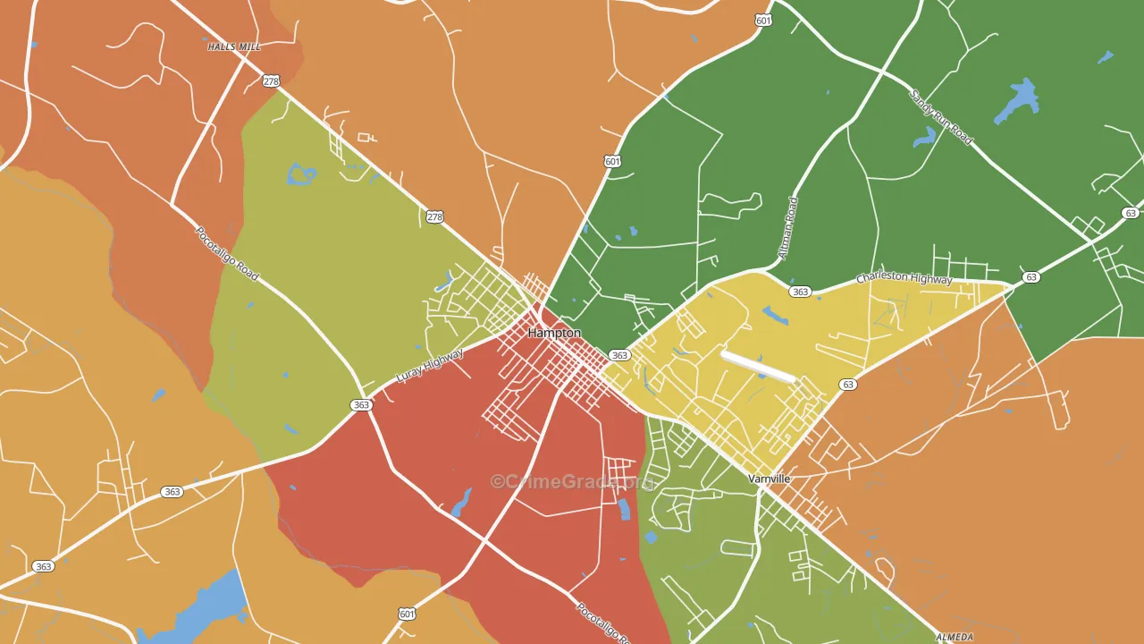 Hampton, SC Map of Drug-Related Crime Rates