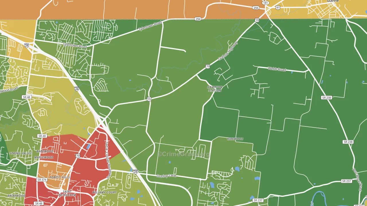 Hampton Station, TN Map of Drug-Related Crime Rates