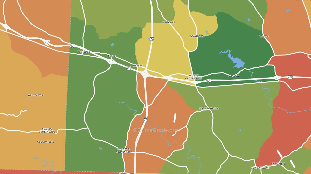 Hamptonville, NC Map of Drug-Related Crime Rates