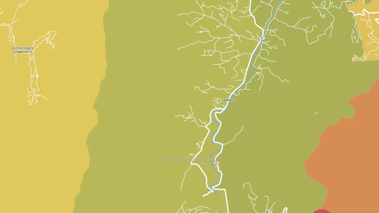 Hamrick, NC Map of Drug-Related Crime Rates