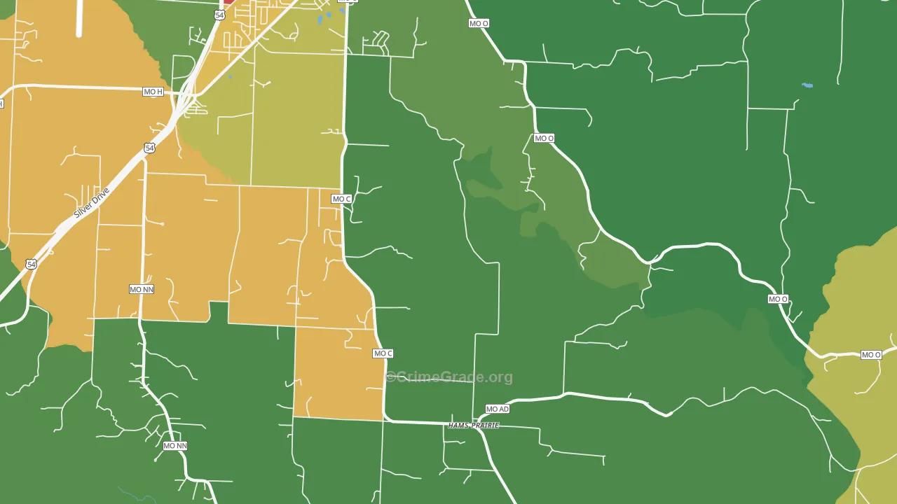 Hams Prairie, MO Map of Drug-Related Crime Rates