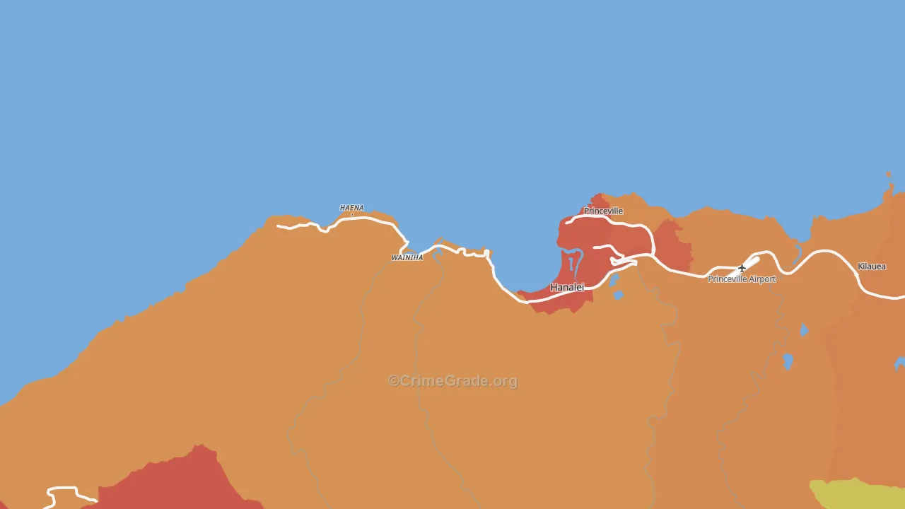 Hanalei, HI Map of Drug-Related Crime Rates