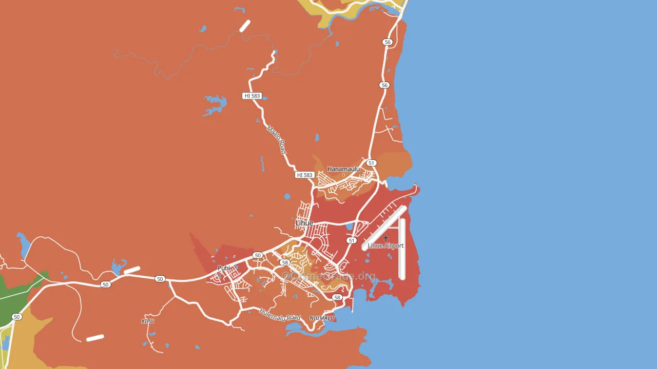 Hanamaulu, Lihue, HI Map of Drug-Related Crime Rates