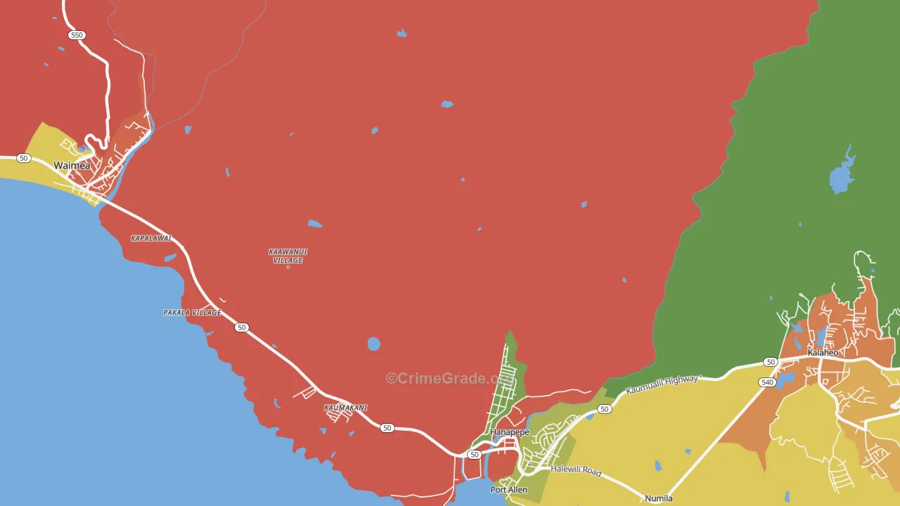 Hanapepe Heights, HI Map of Drug-Related Crime Rates