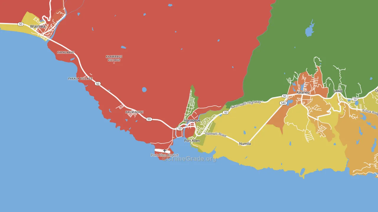 Hanapepe, HI Map of Drug-Related Crime Rates