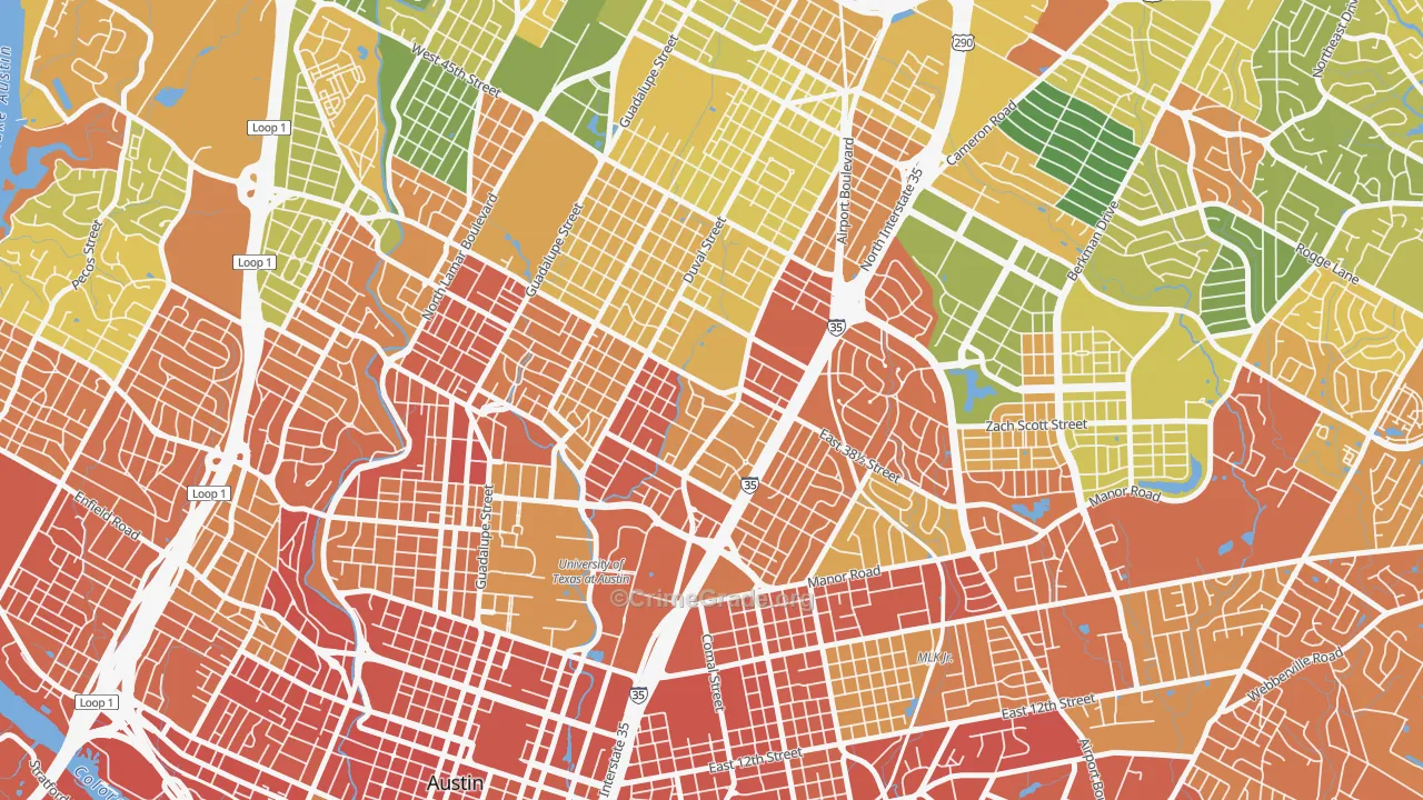 Hancock, Austin, TX Map of Drug-Related Crime Rates