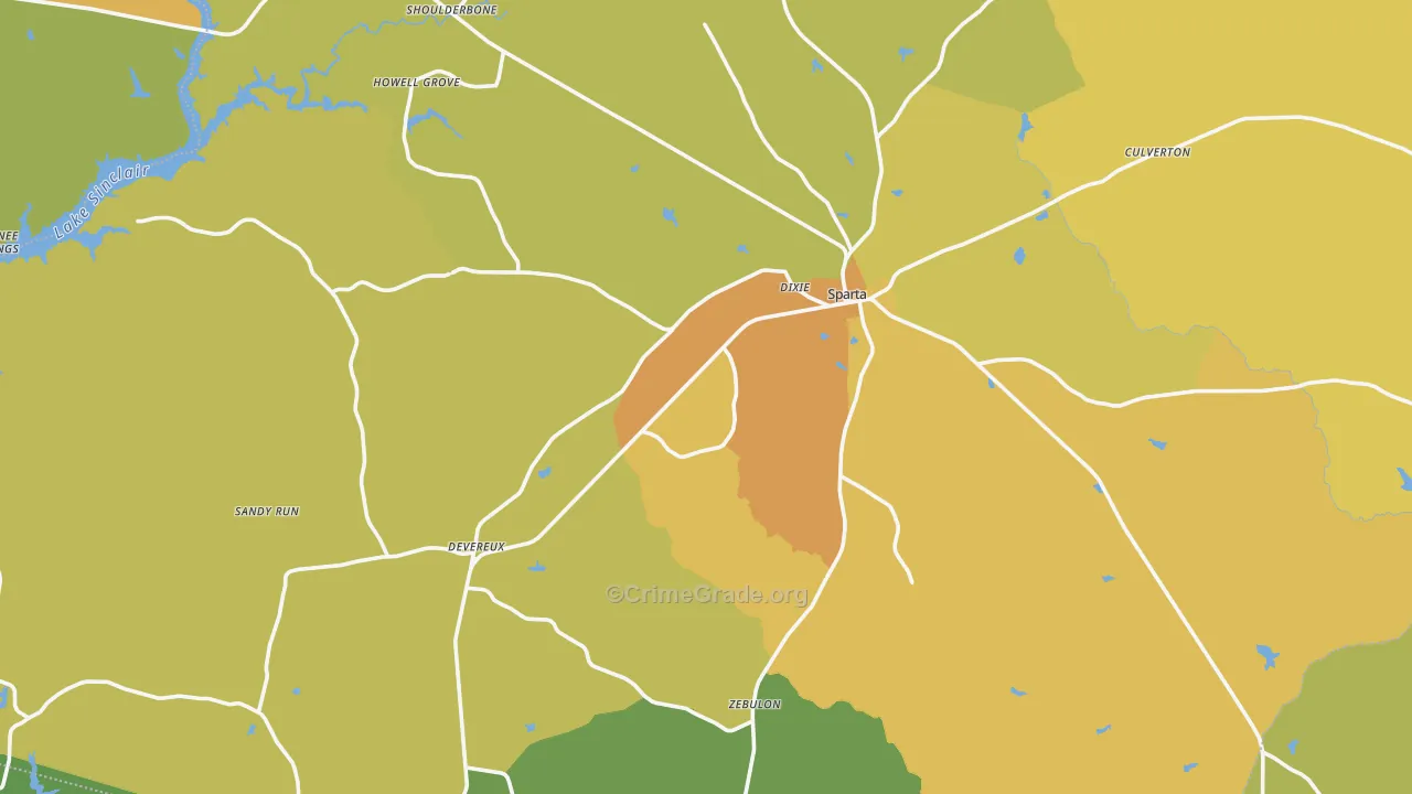 Hancock County, GA Map of Drug-Related Crime Rates