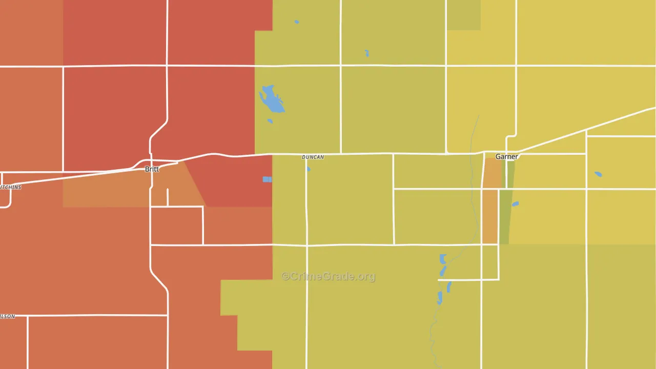 Hancock County, IA Map of Drug-Related Crime Rates
