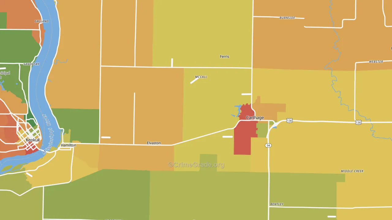 Hancock County, IL Map of Drug-Related Crime Rates