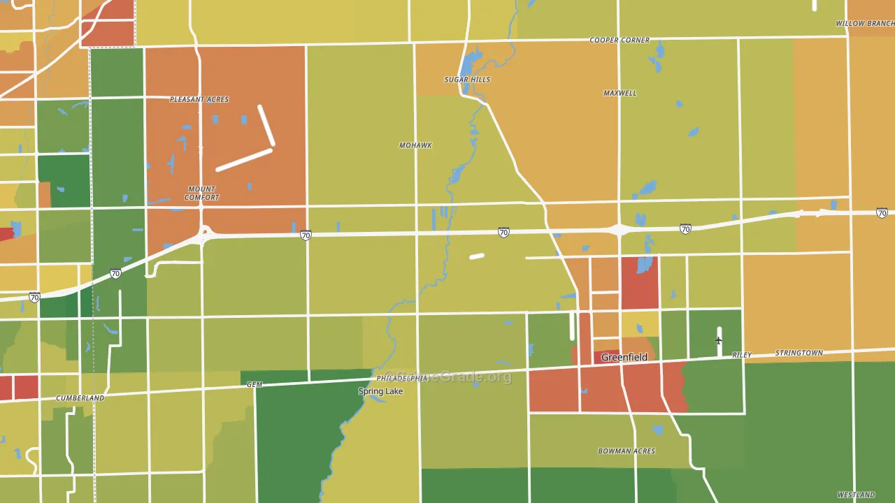 Hancock County, IN Map of Drug-Related Crime Rates
