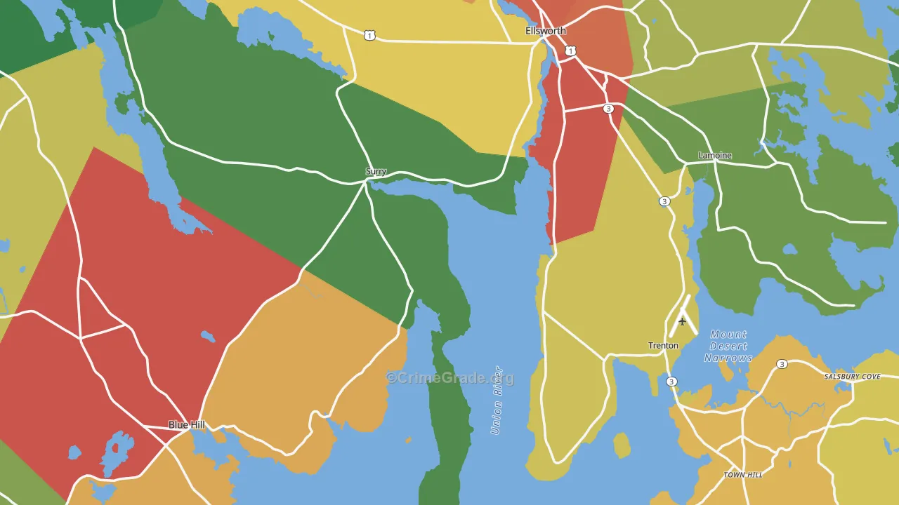 Hancock County, ME Map of Drug-Related Crime Rates