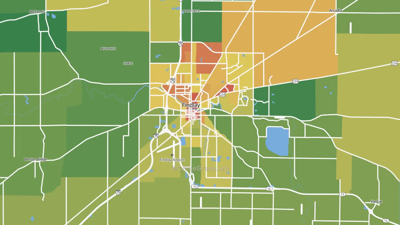 Hancock County, OH Map of Drug-Related Crime Rates