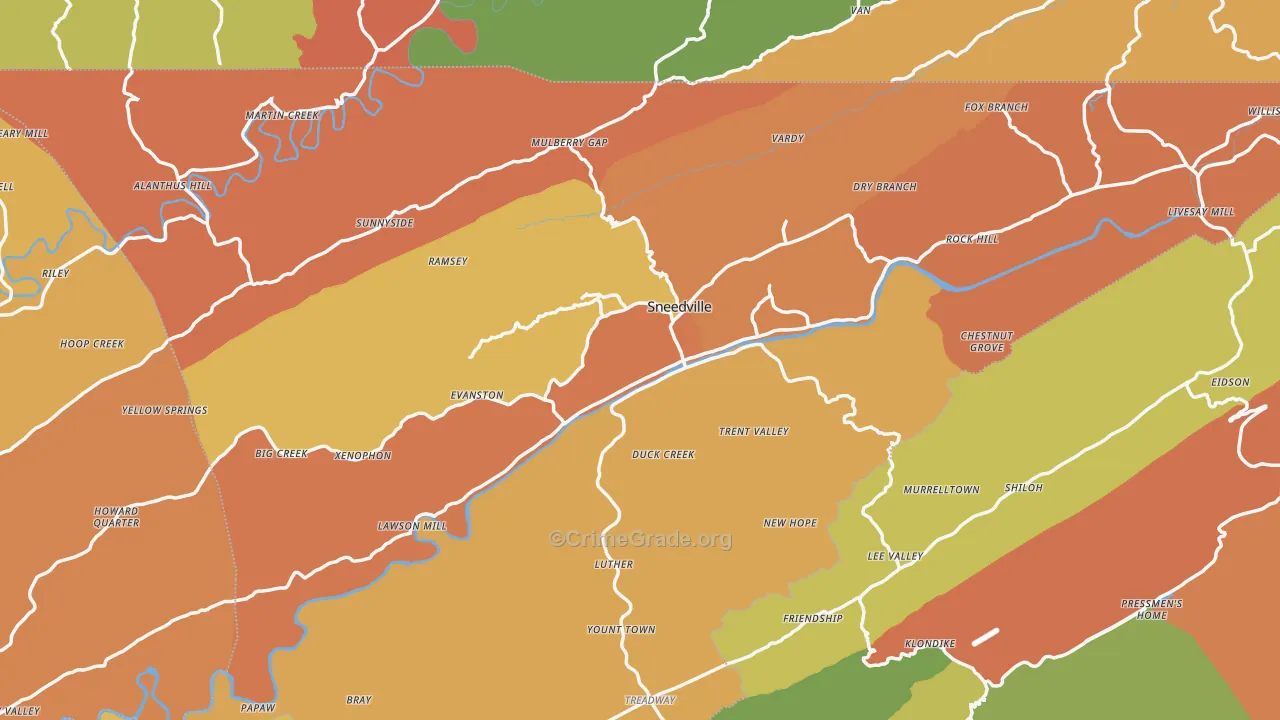 Hancock County, TN Map of Drug-Related Crime Rates