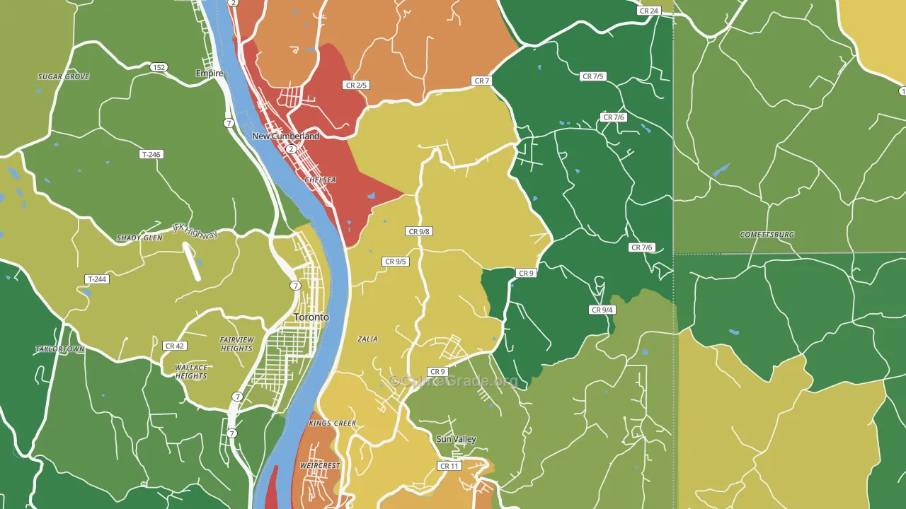Hancock County, WV Map of Drug-Related Crime Rates