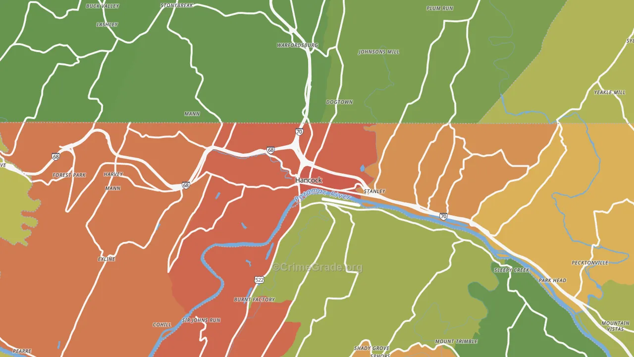 Hancock, MD Map of Drug-Related Crime Rates