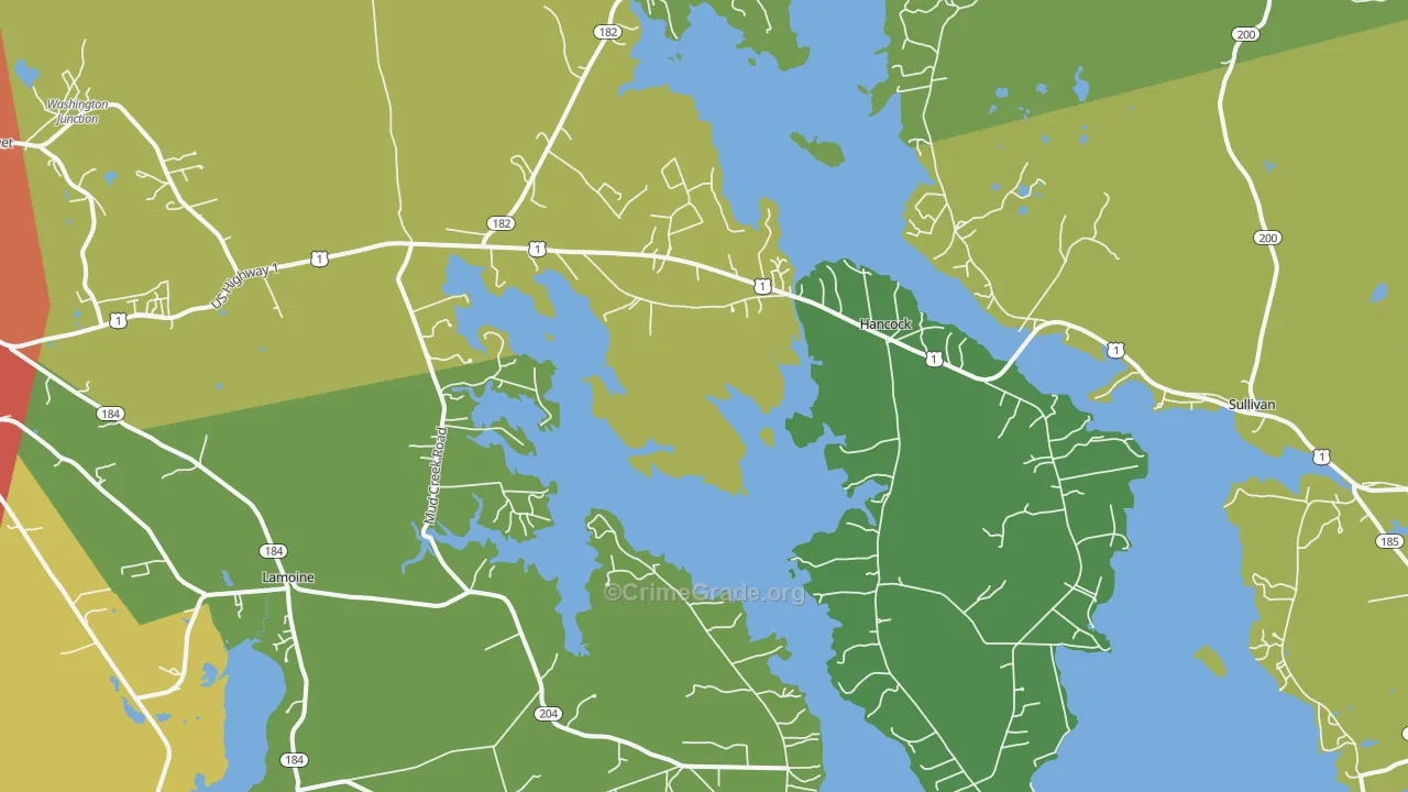 Hancock, ME Map of Drug-Related Crime Rates