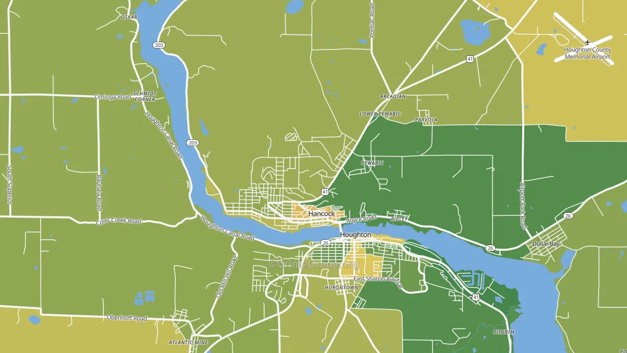 Hancock, MI Map of Drug-Related Crime Rates