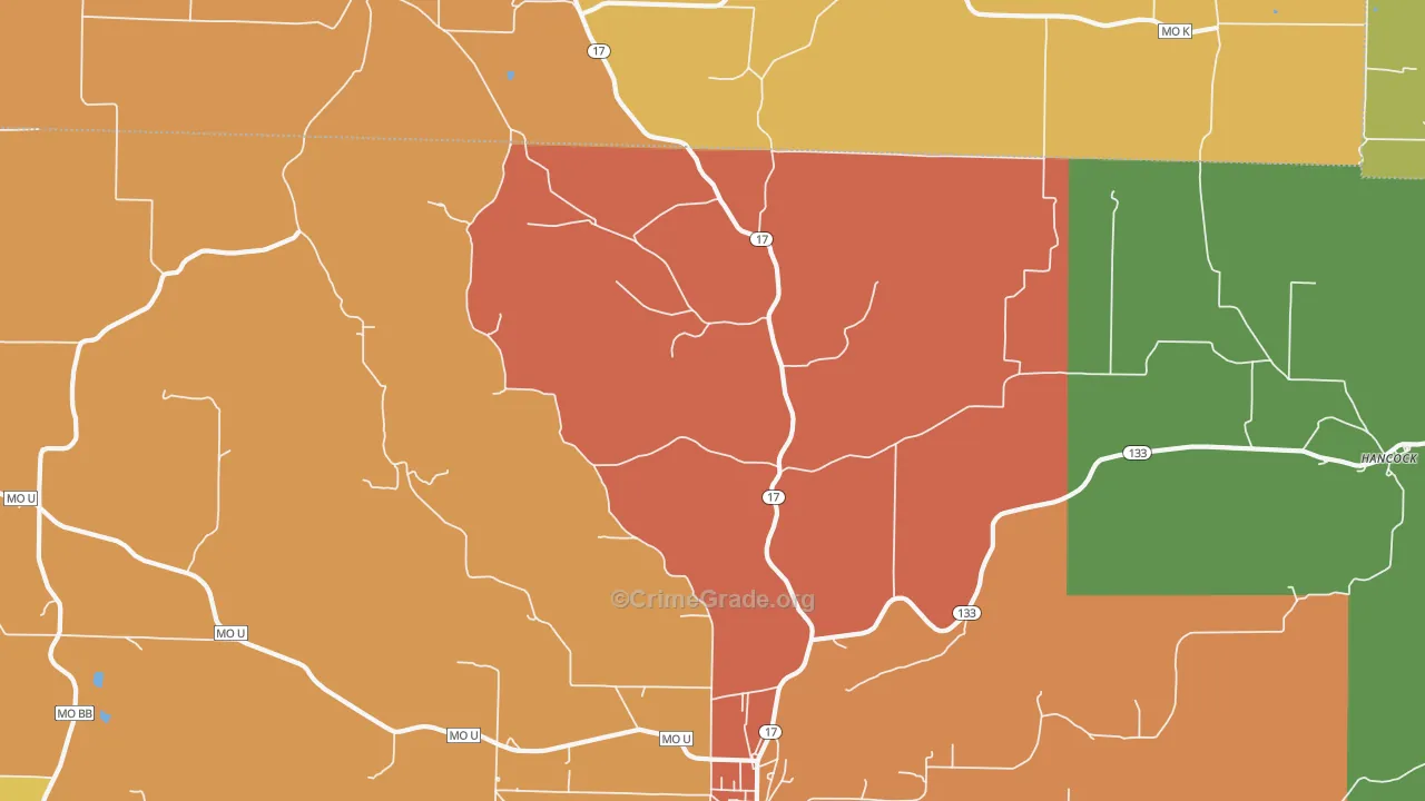 Hancock, MO Map of Drug-Related Crime Rates