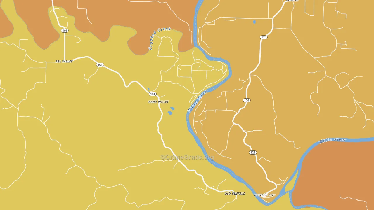 Hand Valley, AR Map of Drug-Related Crime Rates