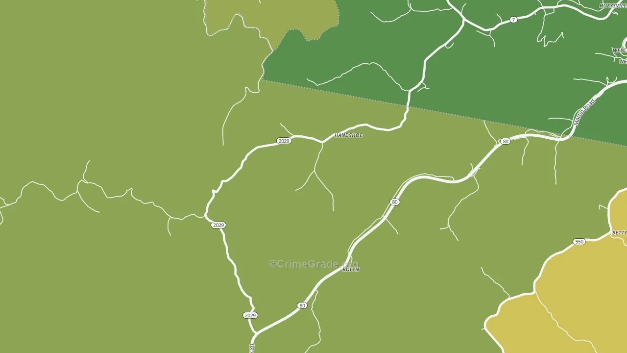 Handshoe, KY Map of Drug-Related Crime Rates