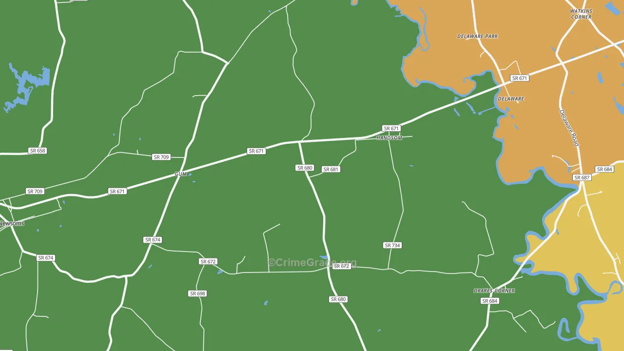 Handsom, VA Map of Drug-Related Crime Rates
