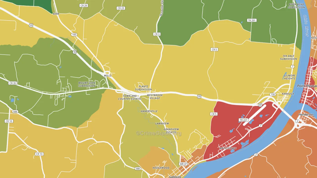 Hanersville, OH Map of Drug-Related Crime Rates