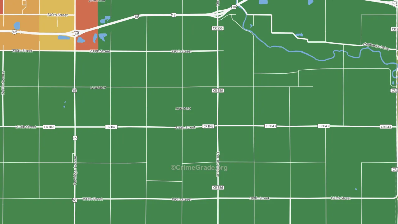 Hanford, IA Map of Drug-Related Crime Rates