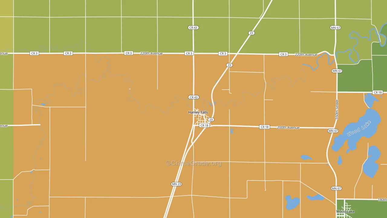 Hanley Falls, MN Map of Drug-Related Crime Rates