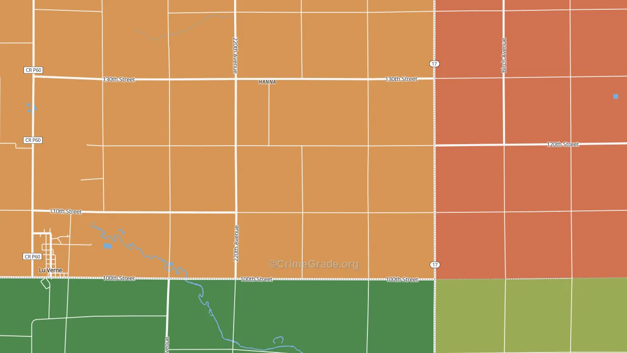 Hanna, IA Map of Drug-Related Crime Rates