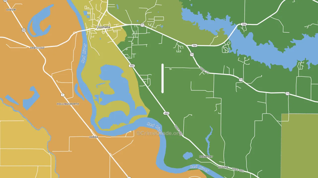 Hanna, LA Map of Drug-Related Crime Rates