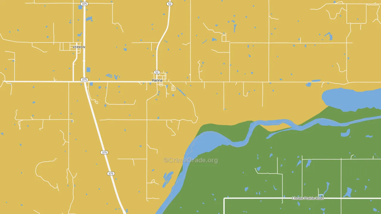Hanna, OK Map of Drug-Related Crime Rates