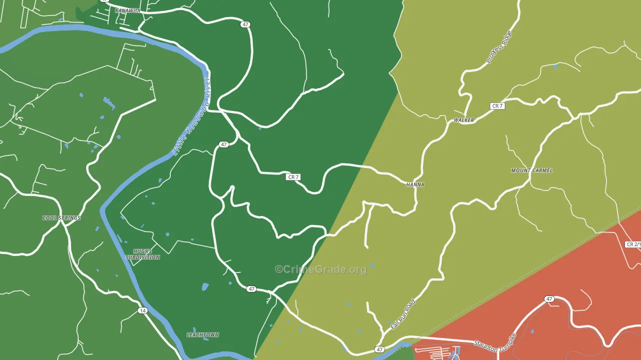 Hanna, WV Map of Drug-Related Crime Rates