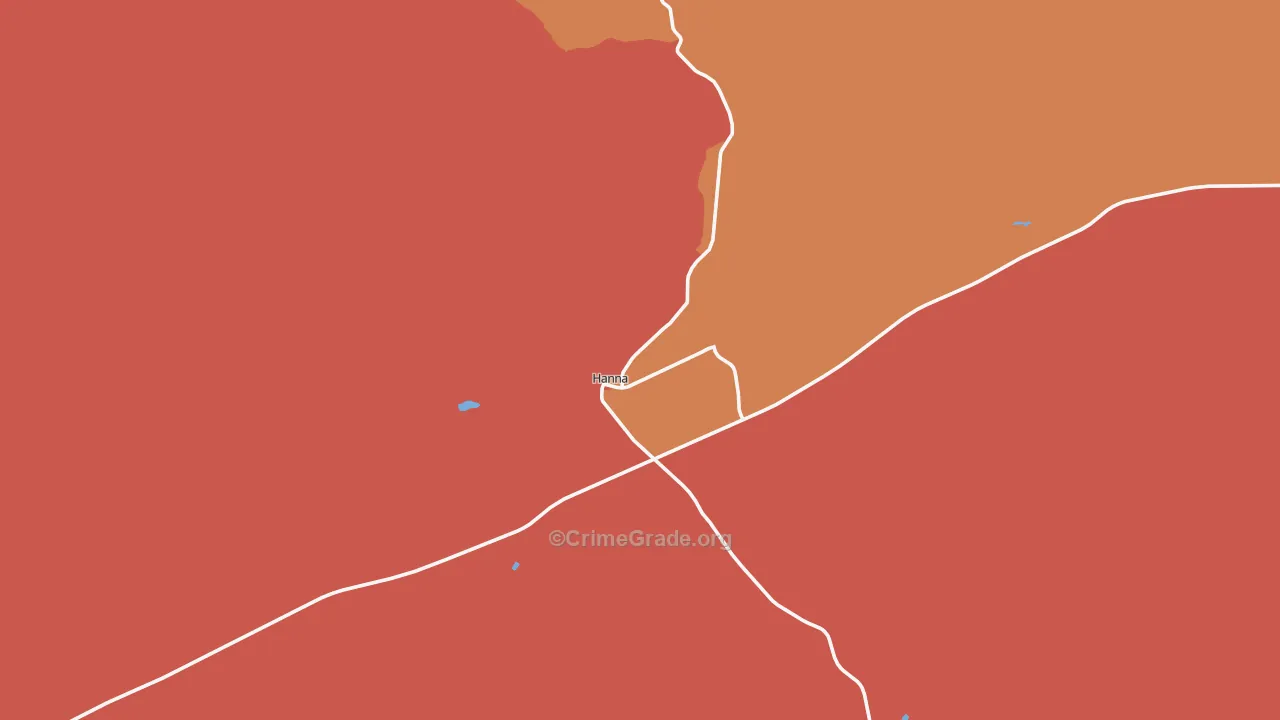 Hanna, WY Map of Drug-Related Crime Rates