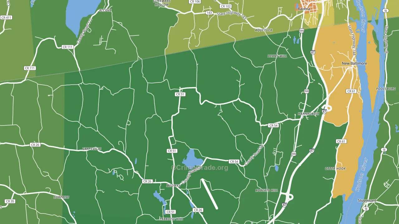 Hannacroix, NY Map of Drug-Related Crime Rates
