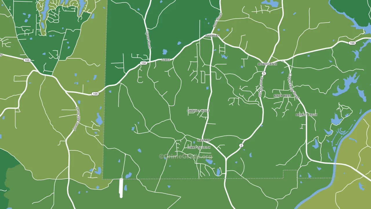 Hannah, GA Map of Drug-Related Crime Rates