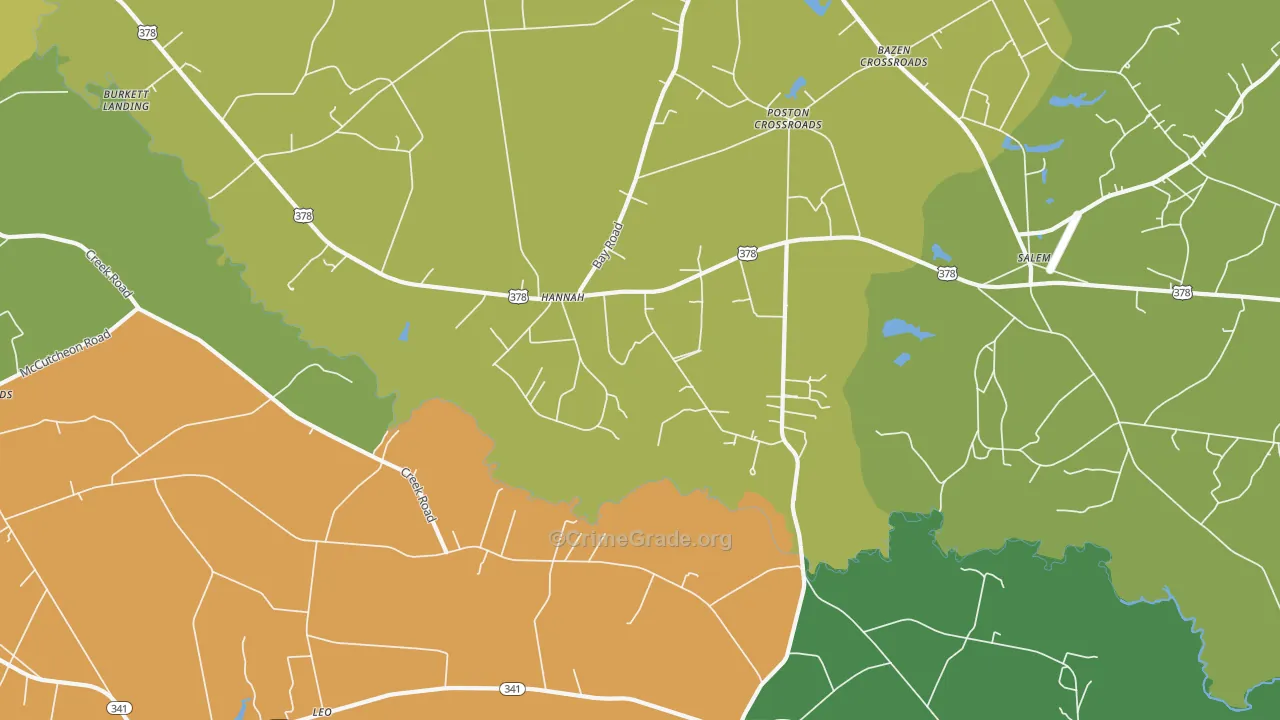 Hannah, SC Map of Drug-Related Crime Rates