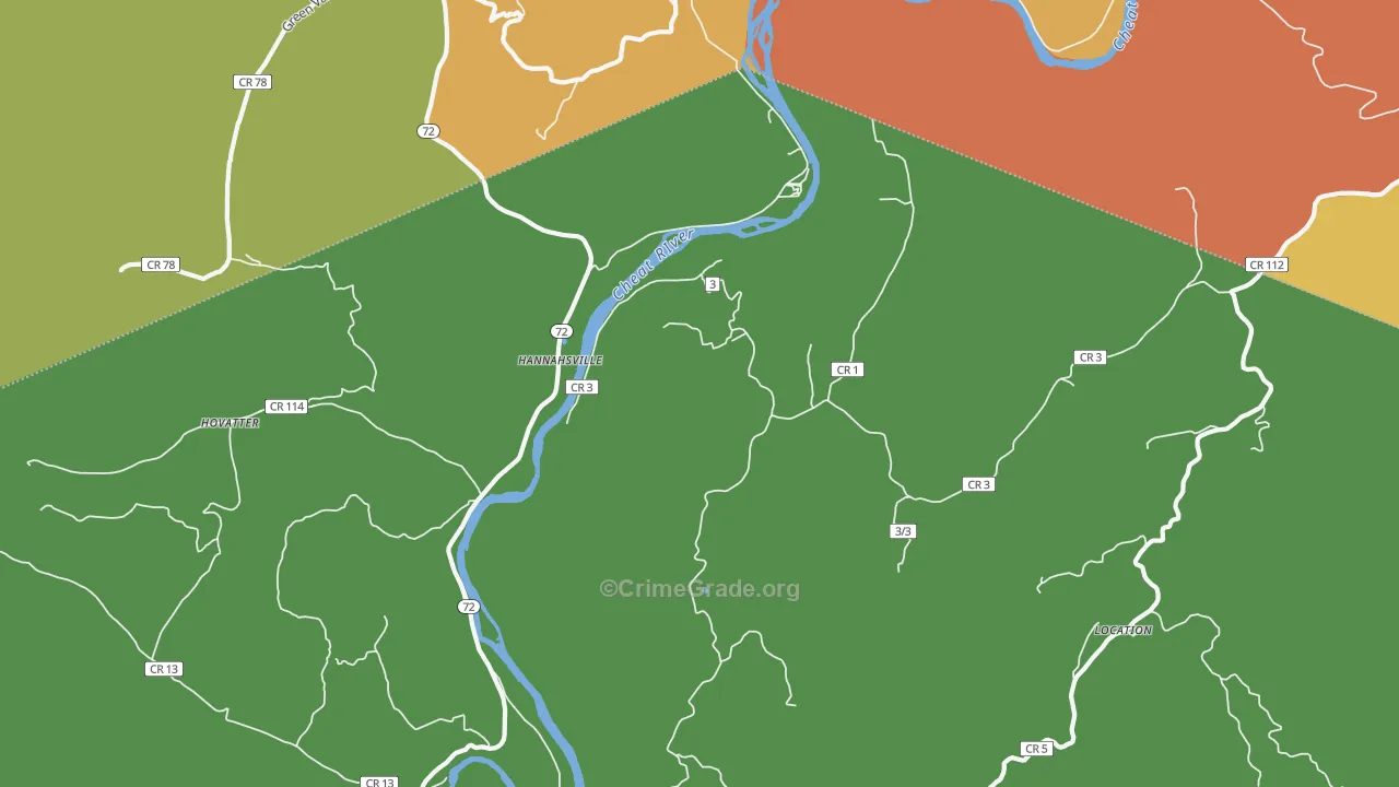 Hannahsville, WV Map of Drug-Related Crime Rates