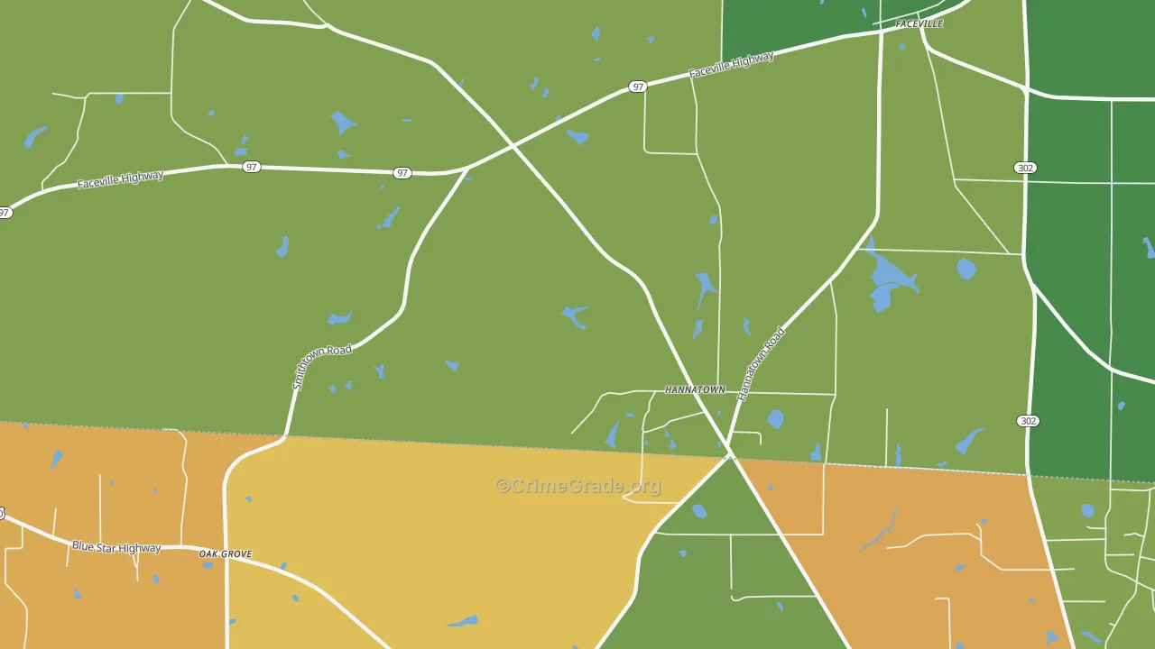 Hannatown, GA Map of Drug-Related Crime Rates