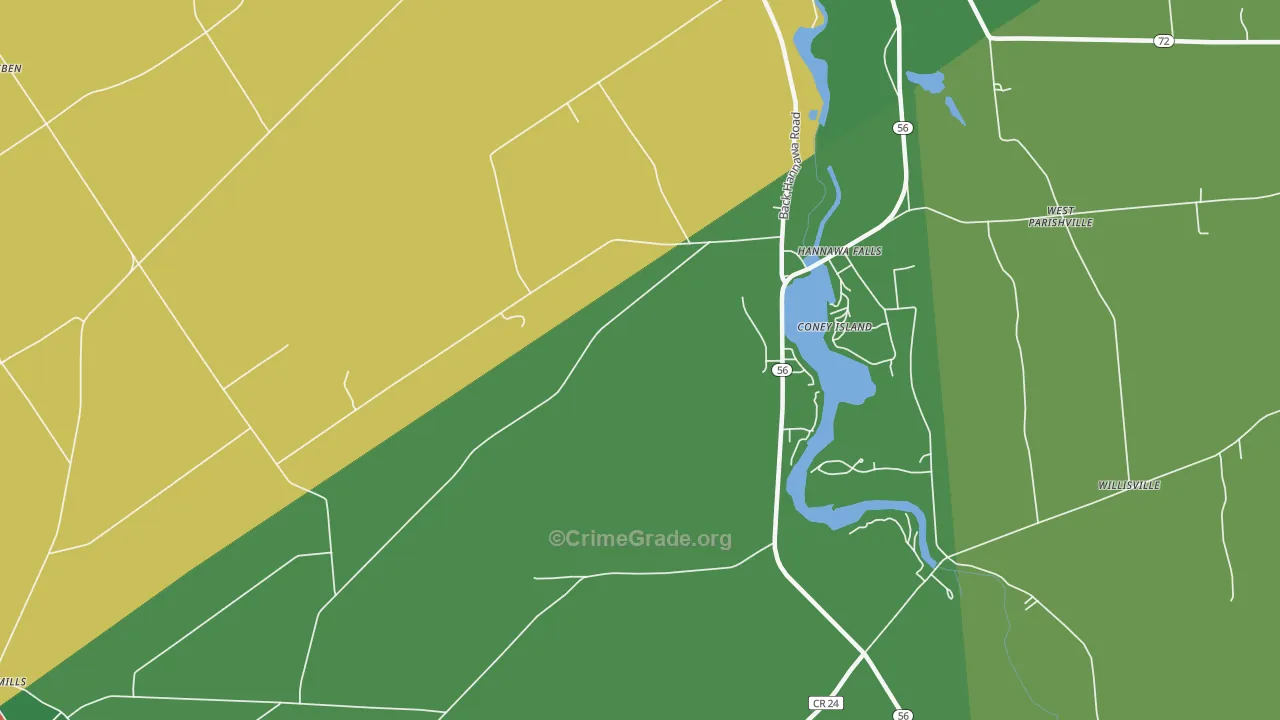 Hannawa Falls, NY Map of Drug-Related Crime Rates