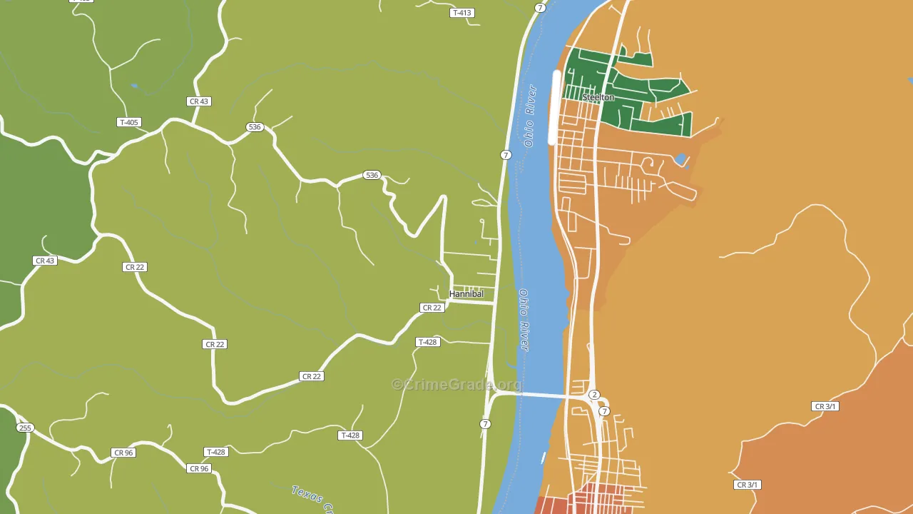Hannibal, OH Map of Drug-Related Crime Rates