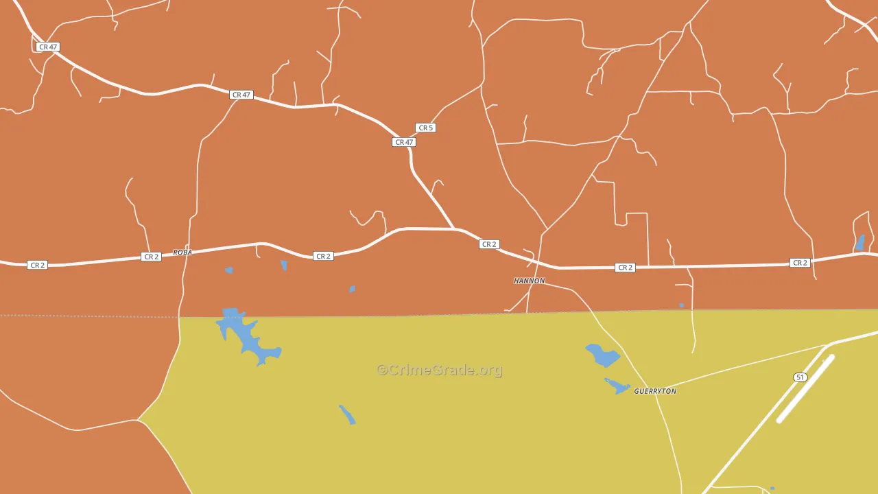 Hannon, AL Map of Drug-Related Crime Rates