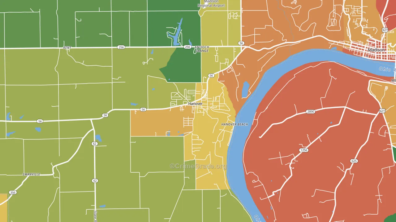 Hanover, IN Map of Drug-Related Crime Rates
