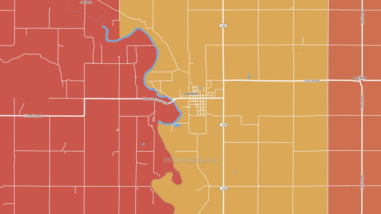 Hanover, KS Map of Drug-Related Crime Rates