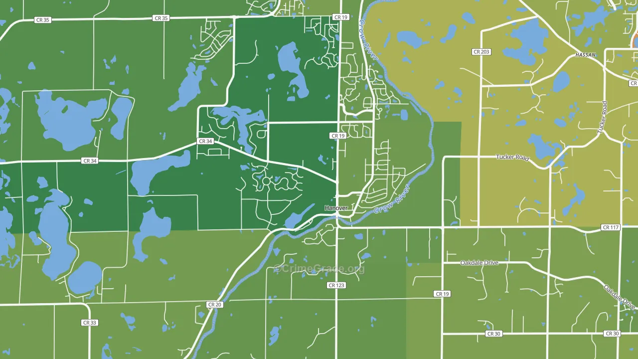 Hanover, MN Map of Drug-Related Crime Rates