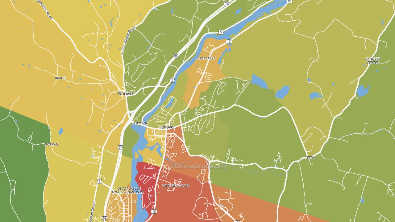 Hanover, NH Map of Drug-Related Crime Rates