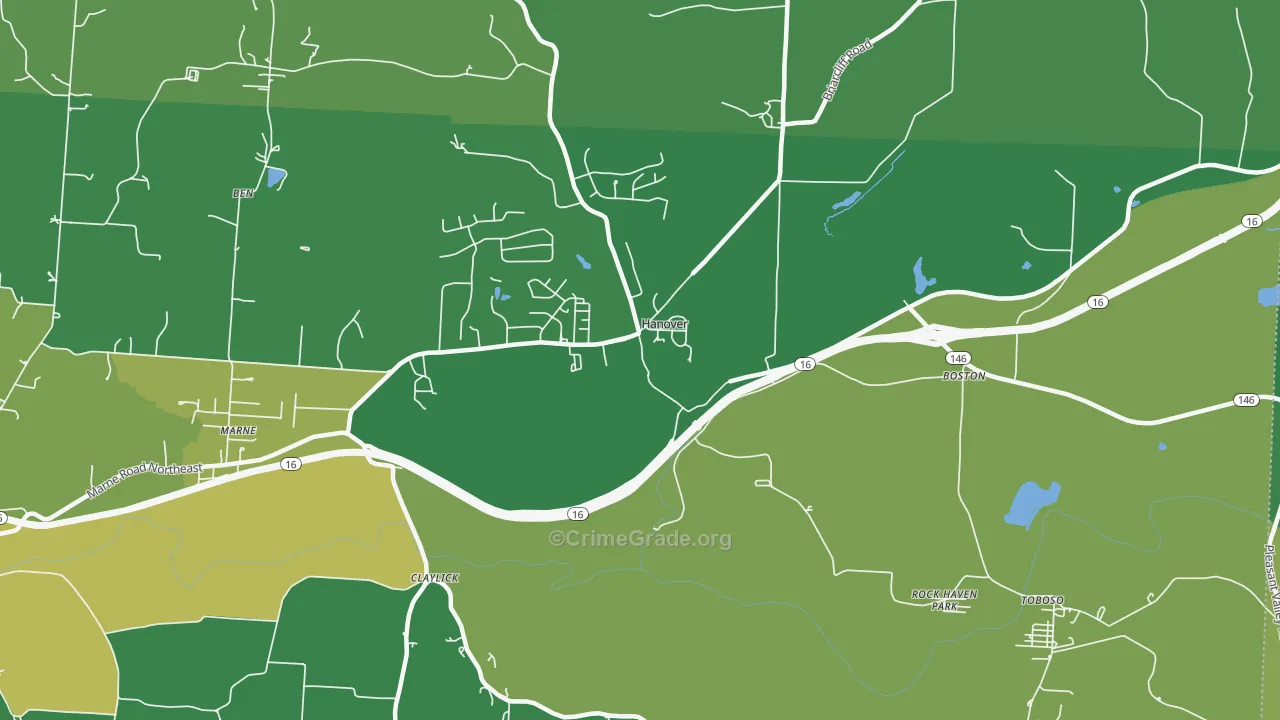 Hanover, OH Map of Drug-Related Crime Rates