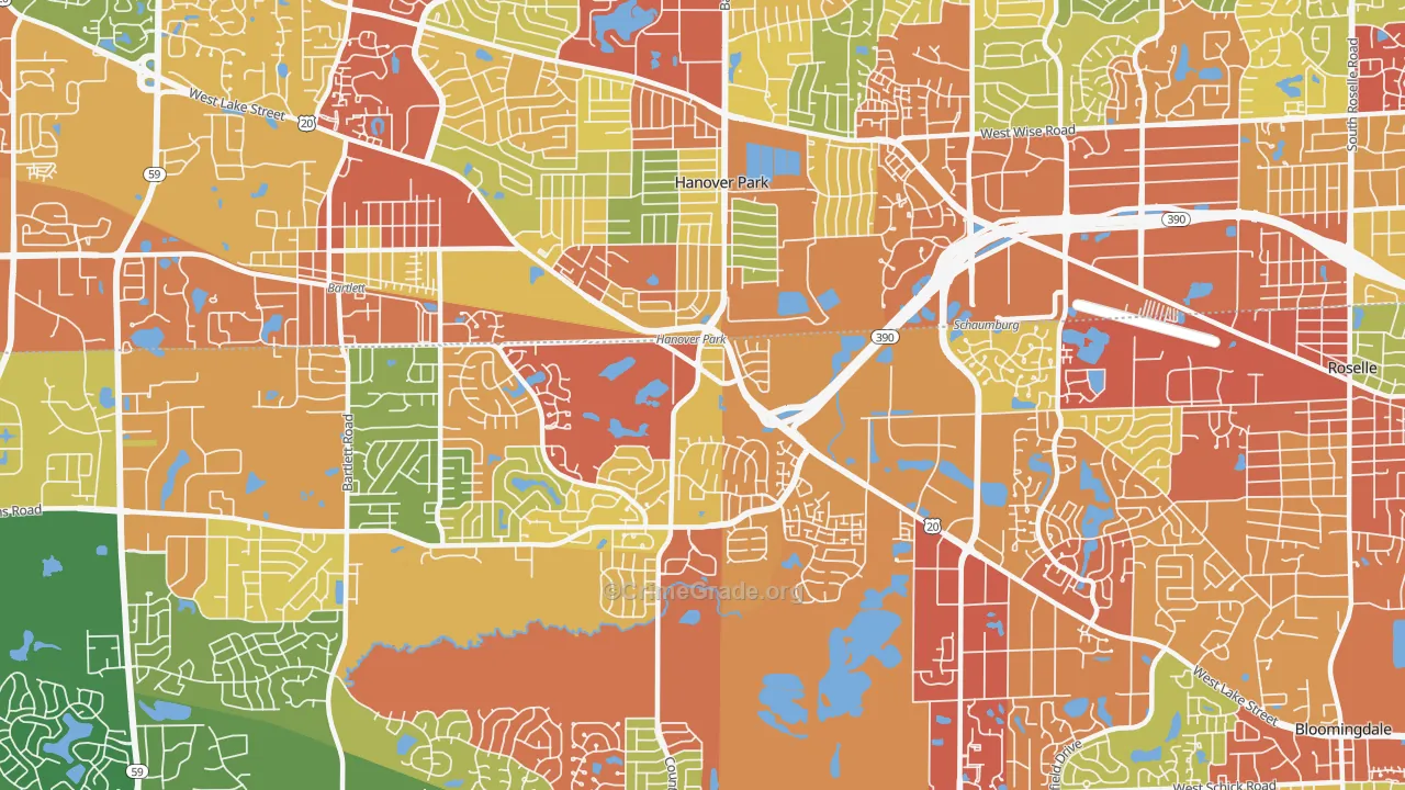 Hanover Park, IL Map of Drug-Related Crime Rates
