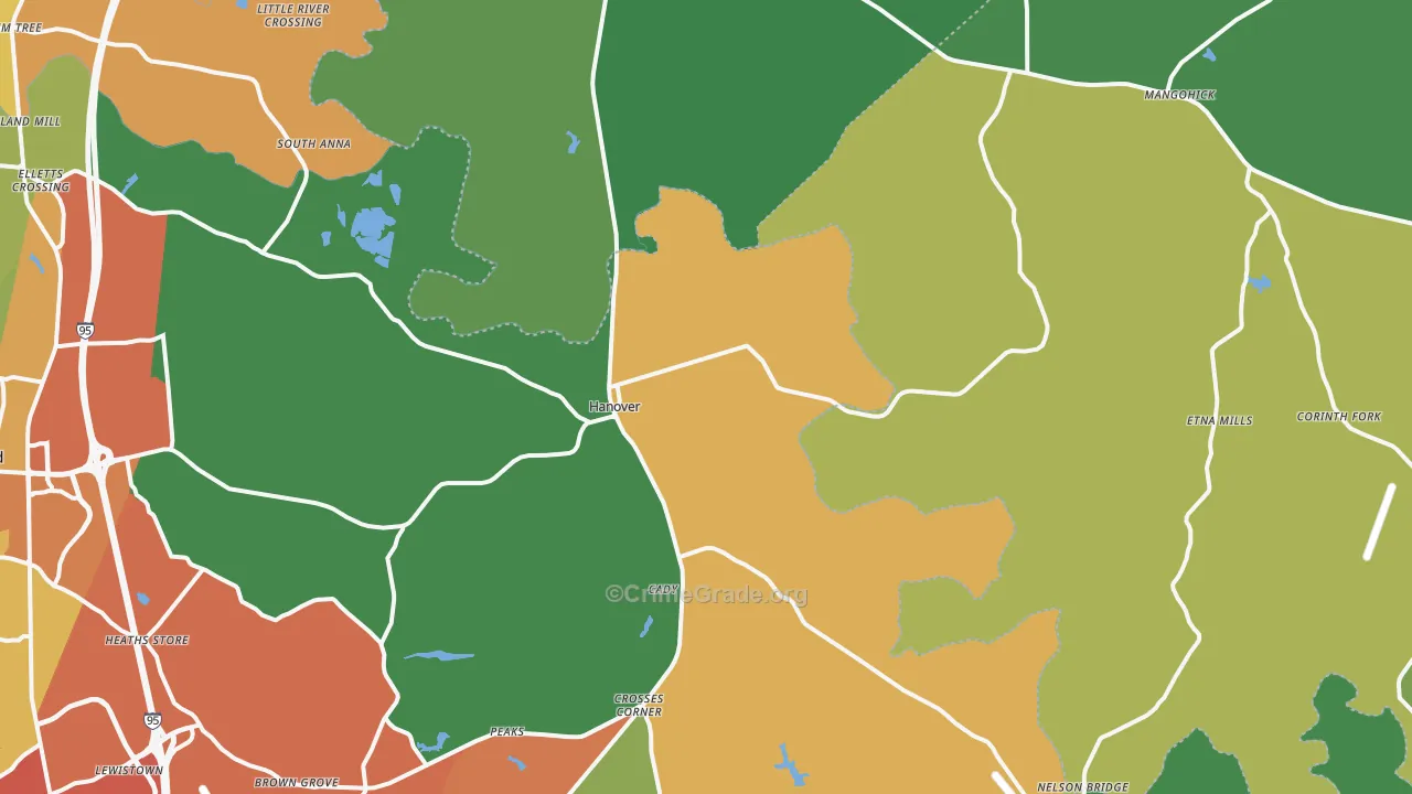 Hanover, VA Map of Drug-Related Crime Rates