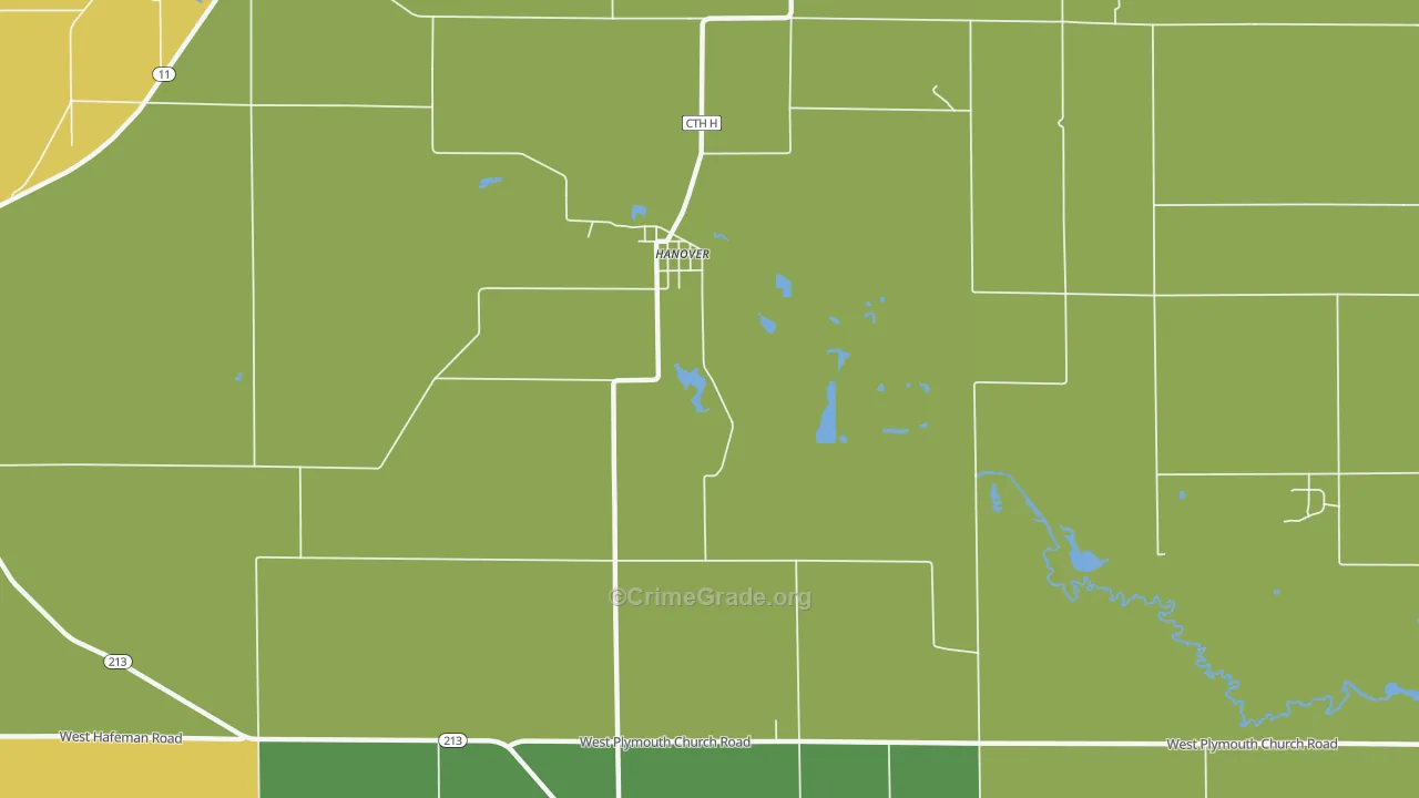 Hanover, WI Map of Drug-Related Crime Rates